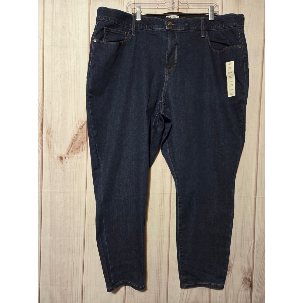Ava & Viv Womens 24W Mid-Rise Skinny‎ Jeans Dark Wash Comfort Waist Stretch NEW